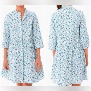 Tuckernuck Royal Shirt Dress Bluebell Floral Ditsy Calico Size Large
